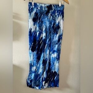 Roaman’s Linen Wide-Leg Crop Pants blue Size 12W